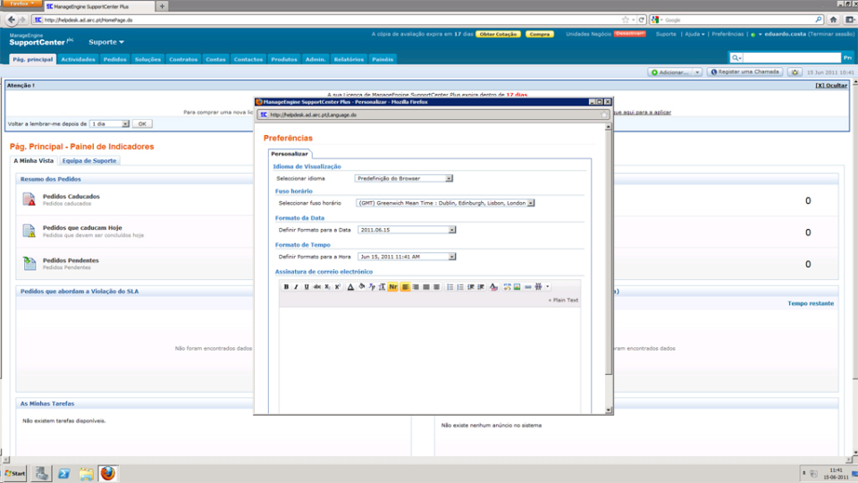 screenshot of ManageEngine SupportCenter Plus